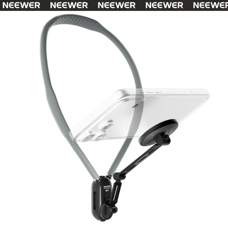NEEWER GP47 Magnetic Phone Neck Holder, Quick Release Cell Phone Chest Mount Stand Adjustable Compatible with MagSafe iPhone Samsung Android, Accessories Kit for POV Vlogging Selfies Video Recording
