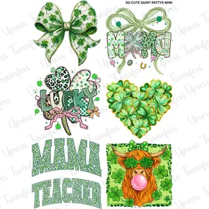 So Cute Saint Pattys Mini DTF Transfer Gang Sheet 24.5" Wide x 36" Long Direct To Film Trendy Vibrant Designs for Stylish Wardrobe