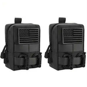 2 Pack Molle Pouches - Compact Water-Resistant EDC Pouch Bag Small Utility Pouch Get 2 stickers and 2 D buckles