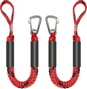 2.5  Boat Bungee Dock Lines 2 count 316 Stainless Clip Boat Accessories Marine Grade Quickly Mooring (Red&Black, 2 1/2 )