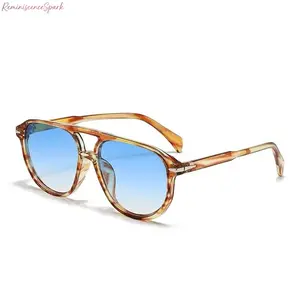 Men's Polarized Aviator Crossover Sunglasses - Unisex, Double Bridge, Retro Fashion, UV400 Protection, Lightweight Polarised Sports Eyewear for Driving, Outdoor Activities, Sunglasses Sports Eyewear