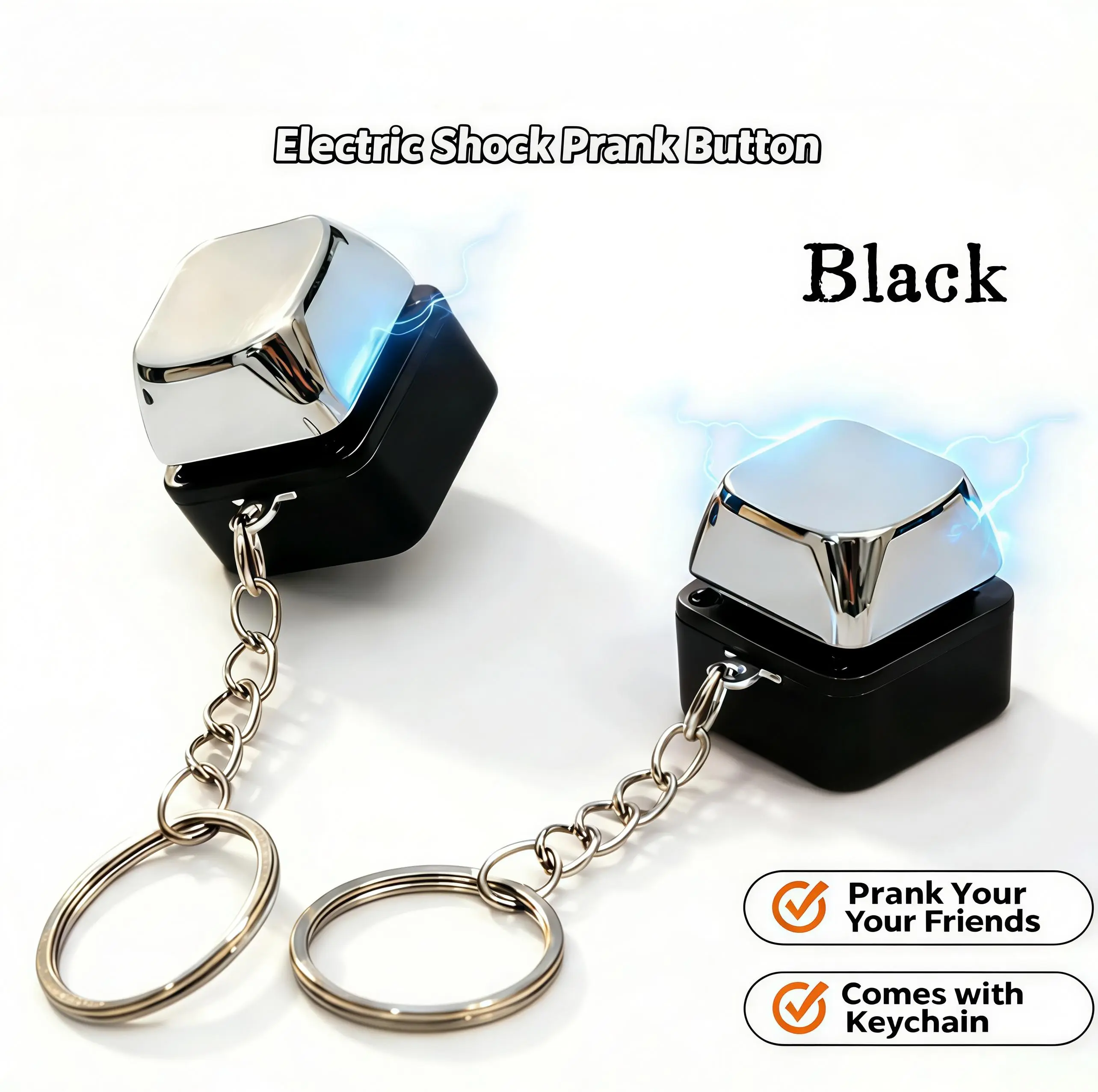 Prank Charm-Shock Button Keychain, Safe Low-Current Electric Shock Toy, Funny Gag Gift for Parties, Office & Dorms, Compact Novelty Prank Toy, Practical Joke Gadget, Stress Relief & Wake-Up Jolt Fun，Party Favors，Mini Prank Gadget