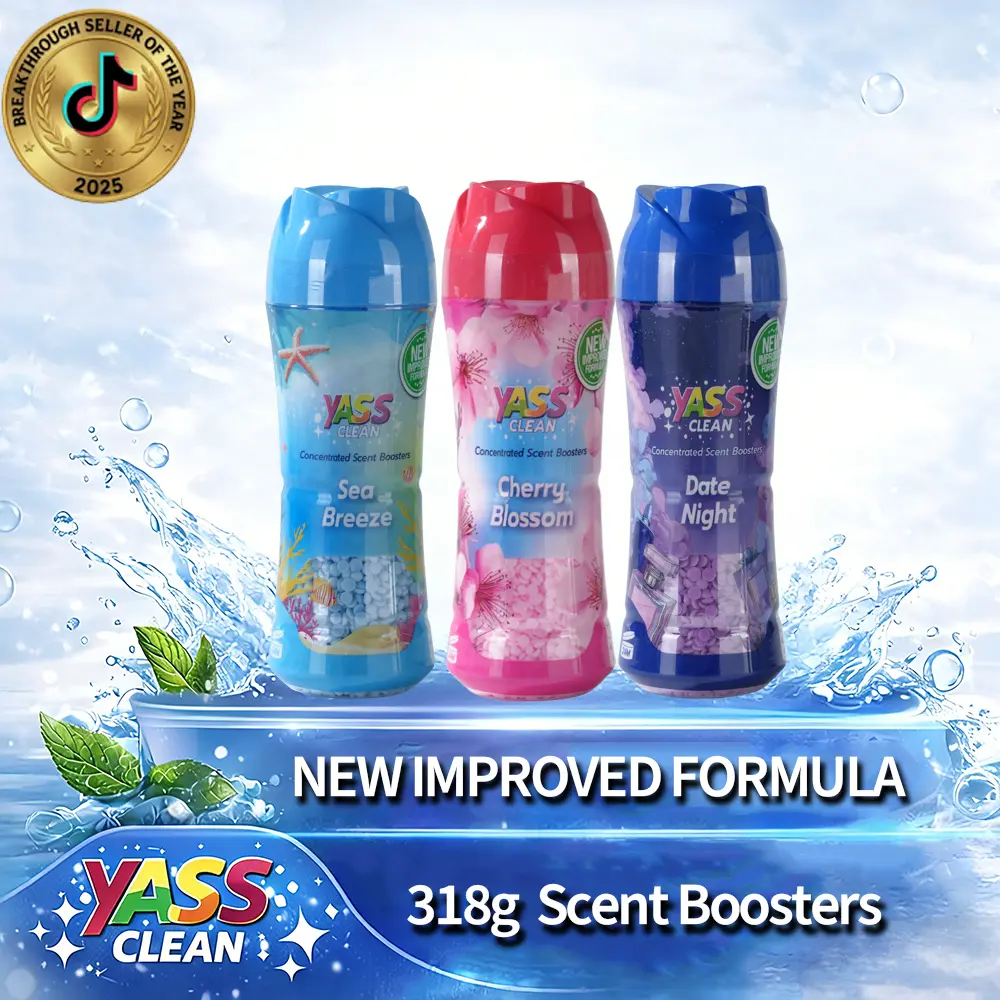 Yass Clean Experience Scent Booster Beads – 318g (11 oz) – Cherry Blossom, Date Night, Sea Breeze – Gentle on Sensitive Skin, Long-Lasting Freshness