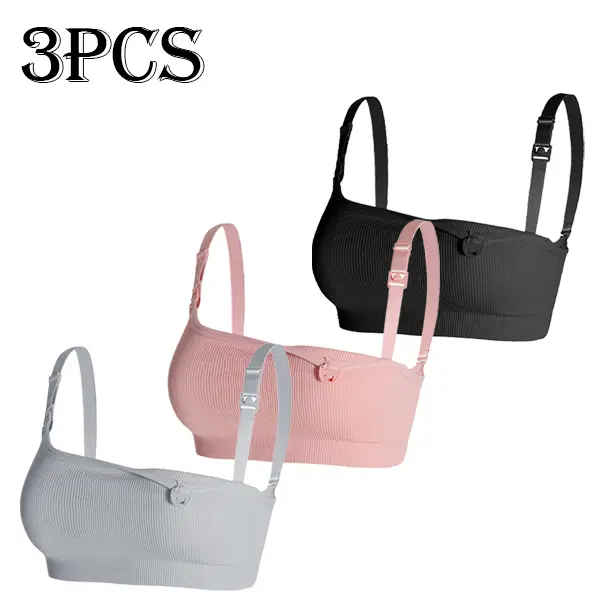 3PCS Comfortable Nursing Bra - Wireless Maternity Breastfeeding Bra for Pregnancy & Postpartum Support For All Season Outdoor Pregnancy Wearing, Maternity Bras, All-Season Wear
