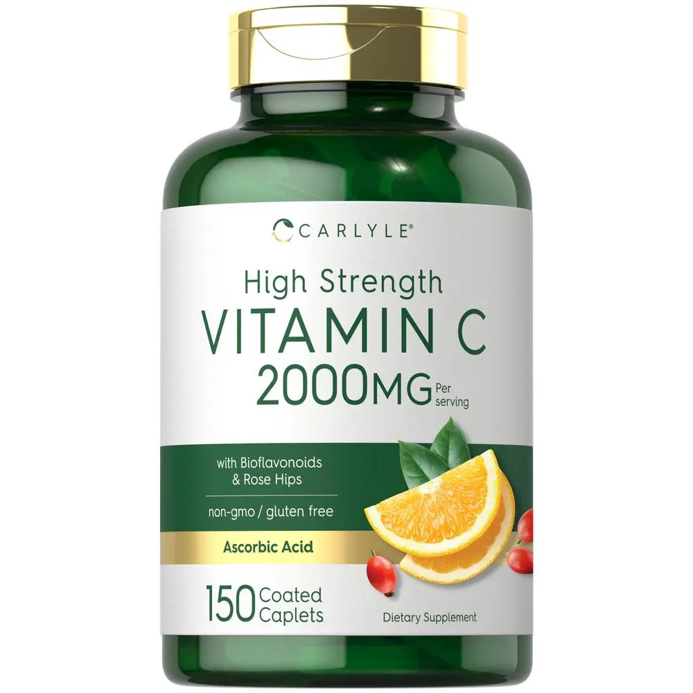Carlyle Vitamin C 2000mg | with Rose Hips | 150 Caplets | Vegetarian, Non-GMO, Gluten Free Supplement