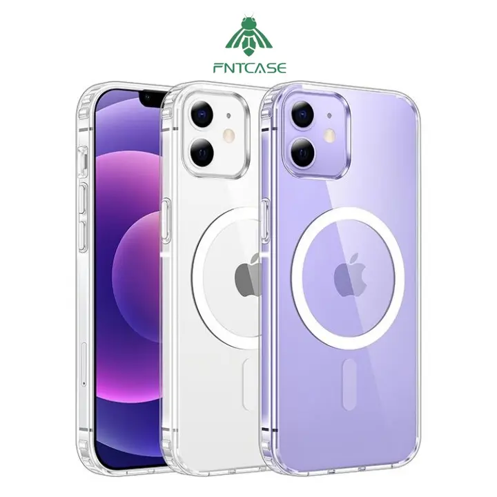 FNTCASE For iPhone 12 MagSafe Clear Case: Magnetic Charging Anti Yellowing Shockproof Magsafe