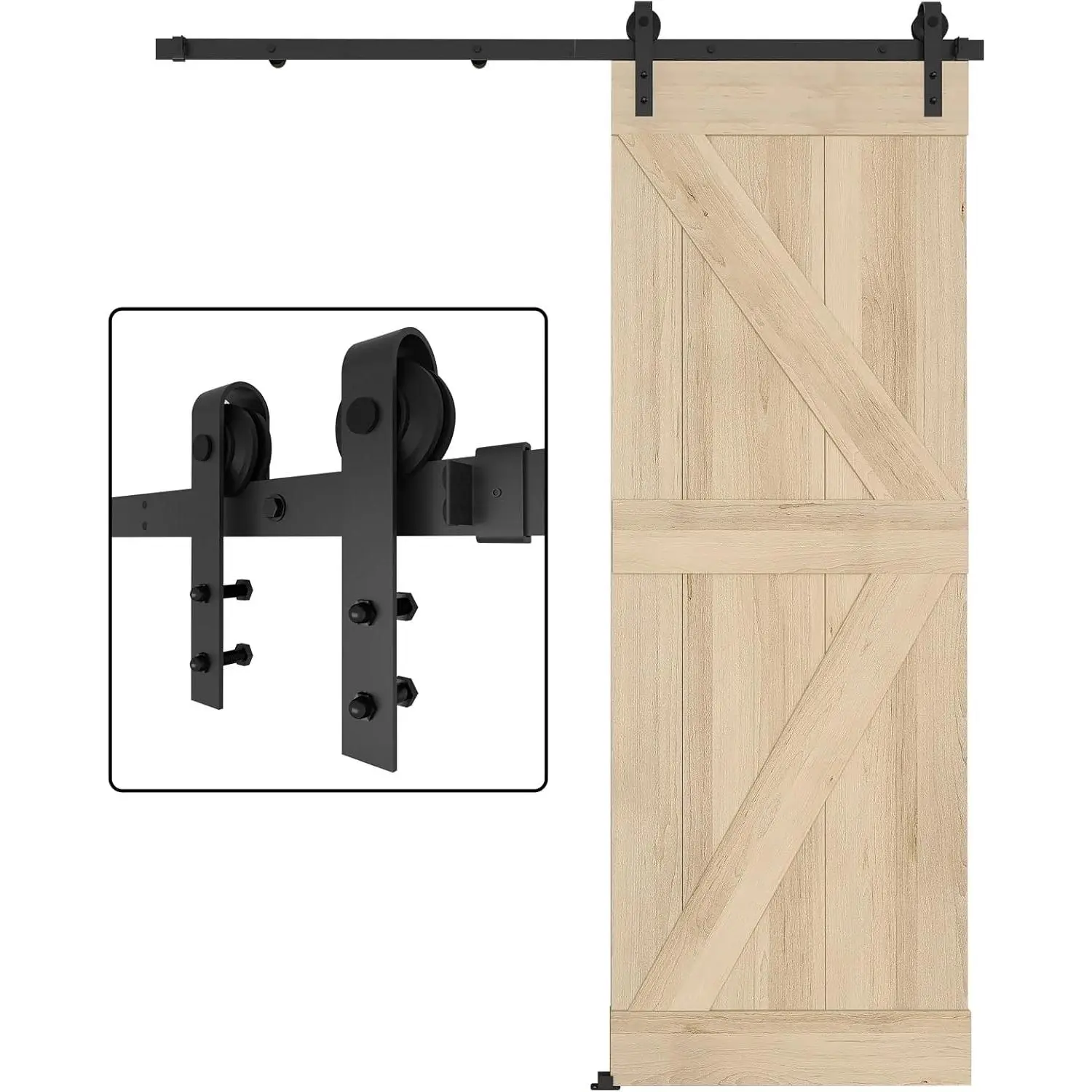 Barn Door Hardware Kit 5FT, Heavy Duty Modular Sliding Door Track Hardware Set for Interior & Exterior Doors