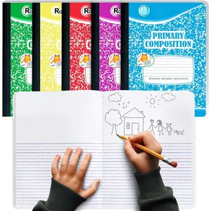 5 Pack Primary Composition Notebook, 200 Pages (100 Sheets), Drawing Story Journal Writing Notebook, 9-3/4 x 7-1/2, Primary Composition Notebooks, Grades K-2, With Header For Drawing