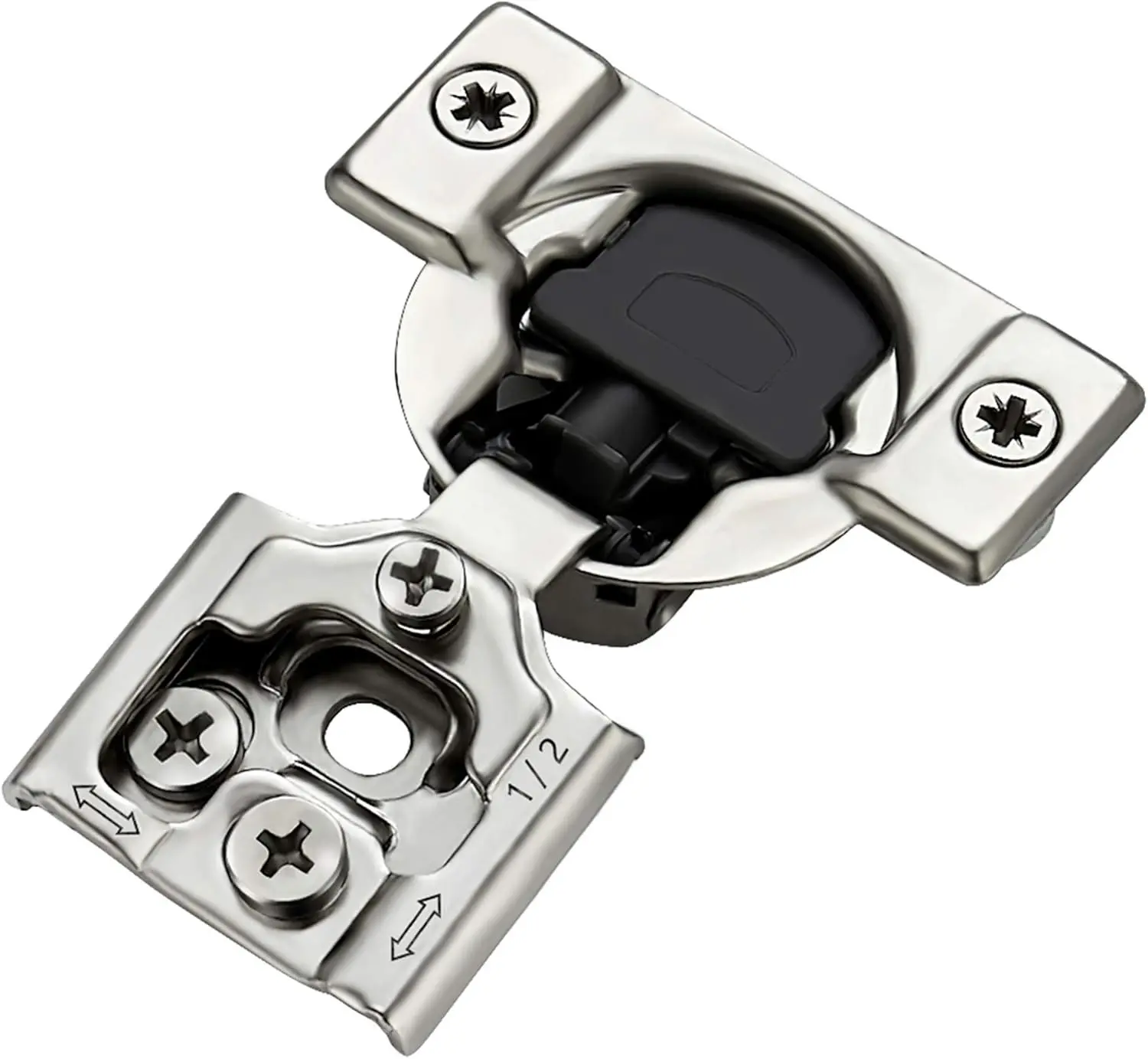 10 Pack 5 Pairs 1/2 inch Overlay Soft Close Hinges for Kitchen Cabinet Hinges Satin Nickel Hidden Hinges Stainless Steel Concealed Hinge self Closing