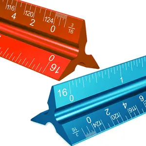 2PCS Aluminum Architect Scale Ruler 12" Triangular Scale for Drafting, Architecture, and Engineering