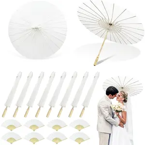 8 count Wedding Paper Umbrellas 33 Inch White Papers Umbrellas for Weddings 8 count White Papers Fans Wedding Decoration Umbrella Chinese Page Umbrella Oil Paper Handmade Diy Craft Stage Props Party