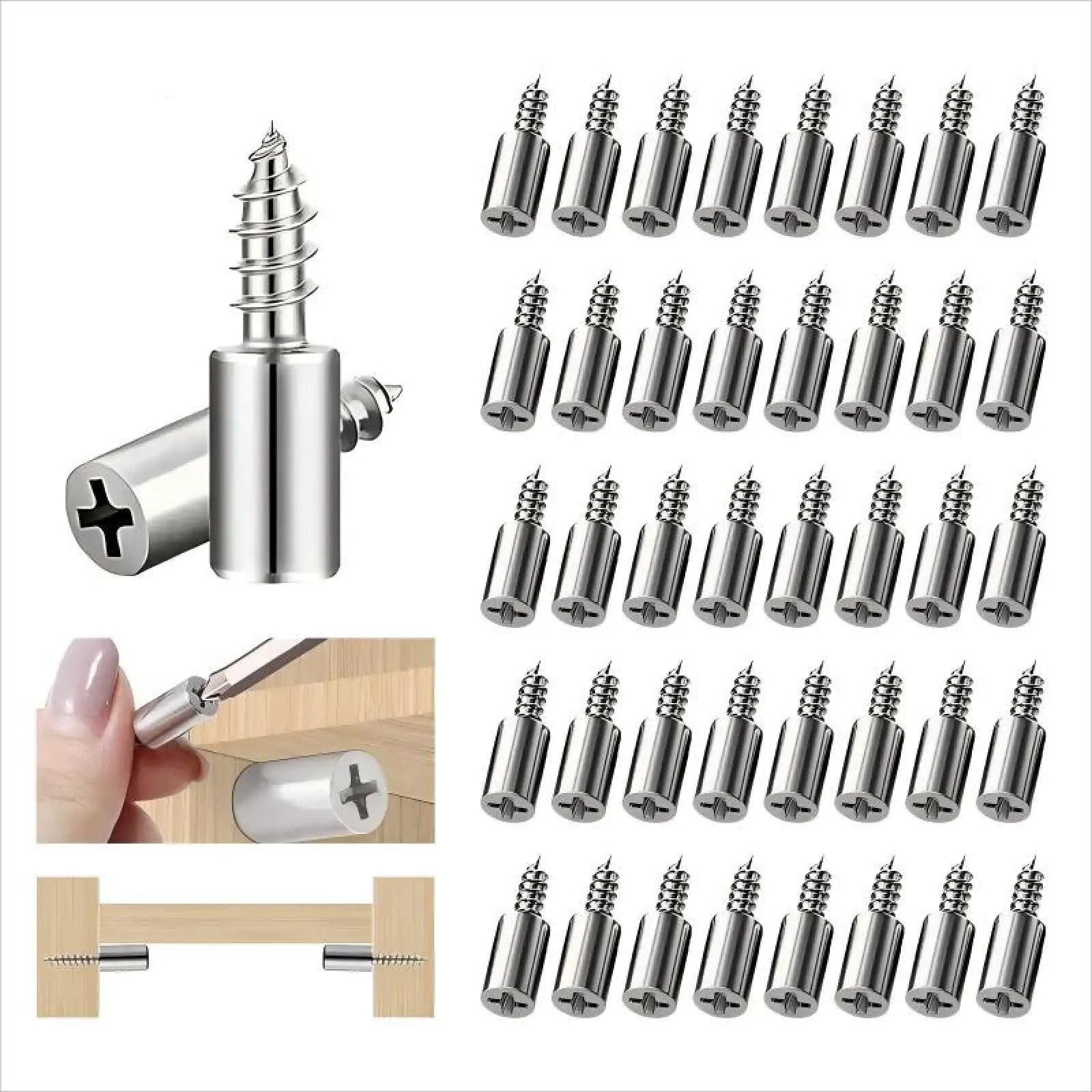 [20Counts] Shelf Support Pegs,Self-Tapping Screws,Shelf Pins with Non-Slip Sleeve,Fixed Support Self-Tapping Cross Screw,Cabinet Shelf Pegs for Kitchen Utensils,Bookcases and Wardrobes.