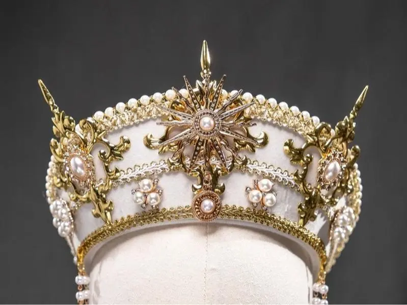 Tudor crown, gold white or black, Baroque imperial religious queen emperor headwear Renaissance