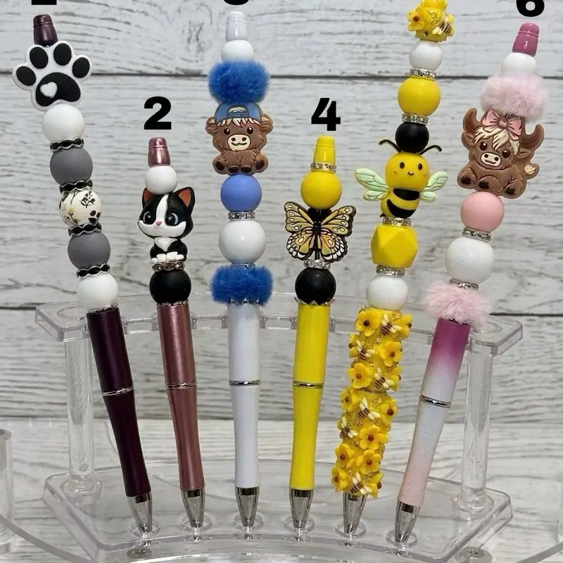 Character Beaded Writing Pens, Decorative Ballpoint Pens for Daily Writing, Office & School Supplies