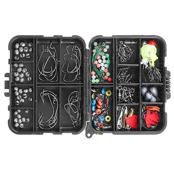 188-Pcs Fishing Tackle Kit with Good Corrosion Resistance, Portable Organizer Box with Lures, Jig Hooks, Sinker Weights, and Swivels for Saltwater & Freshwater Fishing, Fishing Gear, Functional Set