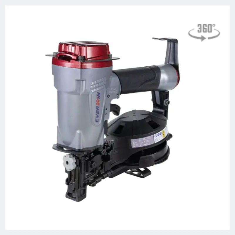 EVERWIN RCN45 Roofing Coil Nailer - Ultra-Compact with Industrial Grade Firing Valve & Adjustable Shingle Guide for Asphalt Shingles & Insulation Boards