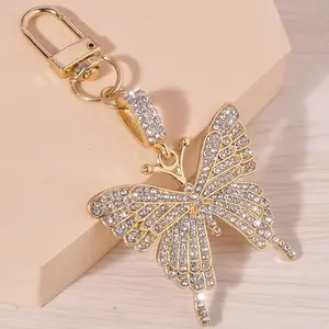 Fashion Rhinestone Butterfly Bag Charm Keychain Cute Key Ring & Luggage Pendant Accessory for Women with Sparkling Rhinestones Perfect for Daily Decoration & Gifting