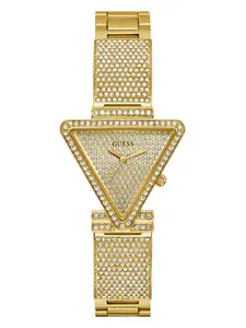 GUESS Female Gold-Tone Crystal Triangle Analog Watch
