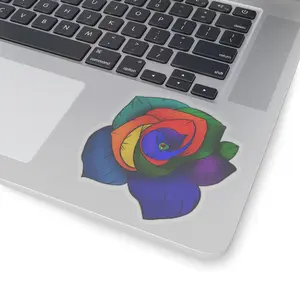 Rainbow Rose Decorative Sticker - 100% Vinyl with 3M Glue