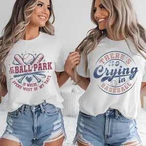 Retro Baseball Tees Vintage Baseball Tshirts There's No Crying in Baseball T-shirt Ballpark Baseball Tops