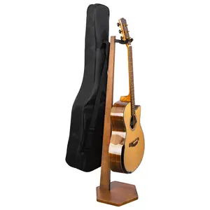 STRICH Acoustic Guitar Stand, HardWood 35.4" Height Floor Guitar Dispaly, Walnut Guitars Holder with Hanger for Home, Studio (FH1, Guitar Display)
