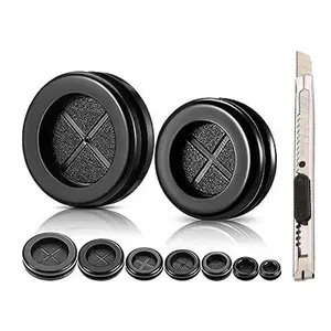 Pack of 52 Black Double Sided Electrical Firewall Gasket Kit, Round Rubber Plug Hole Grommet Set for Protecting Cable Wire Hole Plug Assortment Automotive Supply