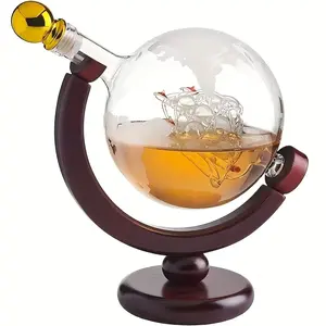 Unique Earth Shape Whiskey Decanter, 28.74oz Crystal Glass, Perfect for Bourbon Vodka Whisky, Home Bar Decor, Birthday Gift