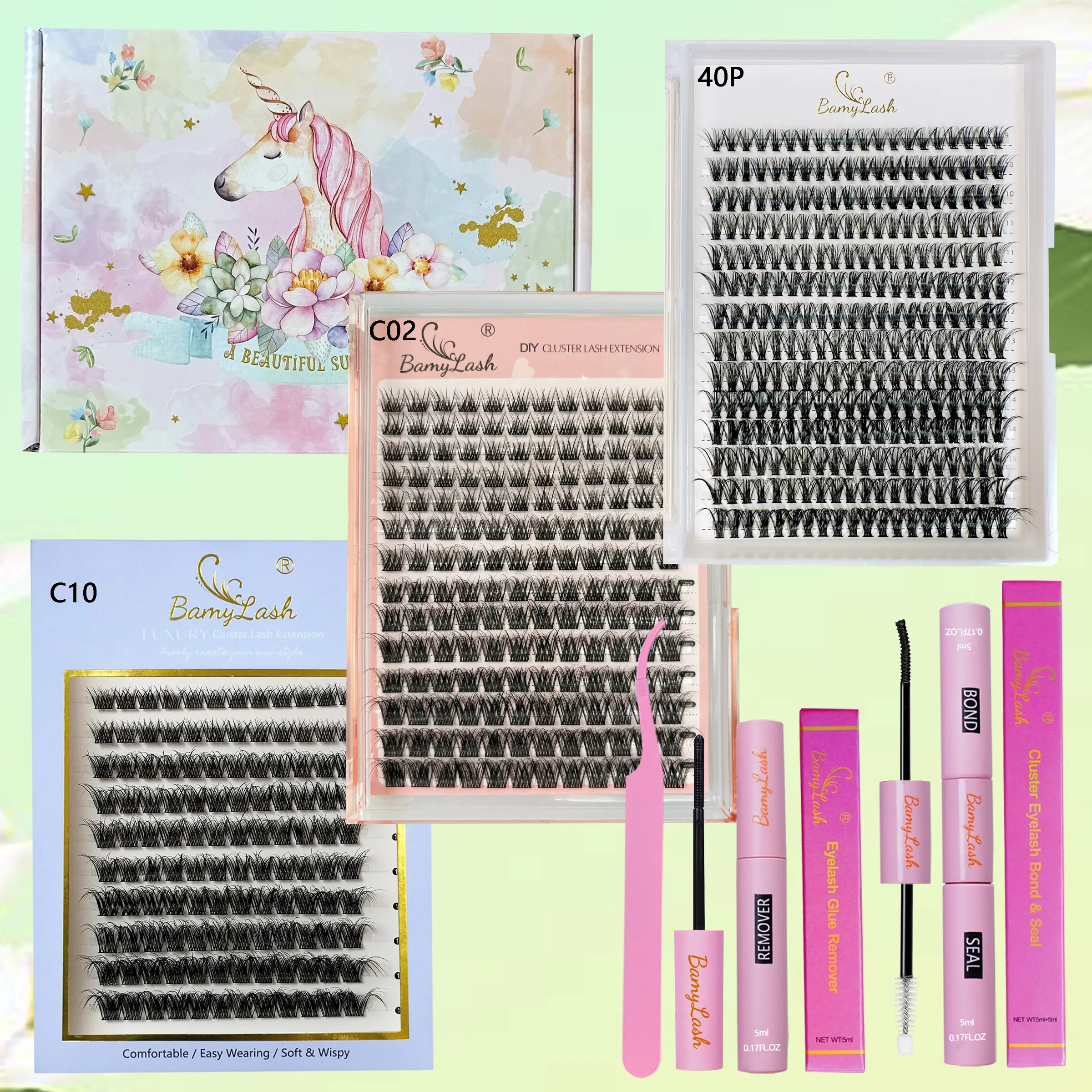 3 Boxes Cluster Eyelash kit for Natural Volume Wispy Looking with bond seal Remover and applicator DIY Eyelash set at home for make up and Festival Christmas Eyelash Gift Pack