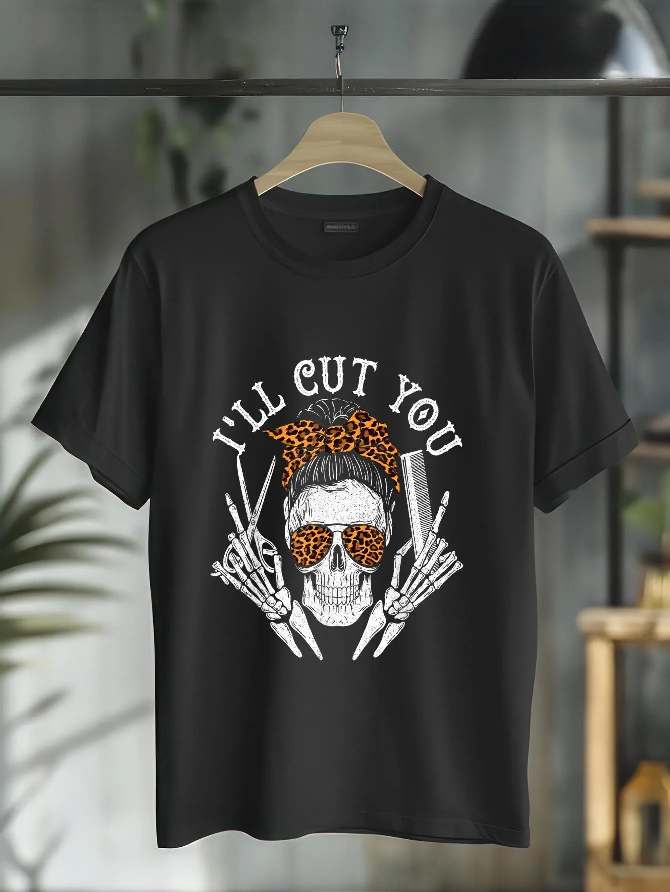100% Cotton cotton I'll Cut You - Skull Hairdresser Hairstyle Haircutter Barber T-Shirt casual Fashion graphic tees for women