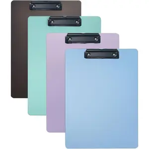 4-Pack Assorted Colors Plastic Clipboards with Low Profile Clip, 12.3 x 8.8 Inch Clip Boards for Students, Teachers, Doctors, Nurses