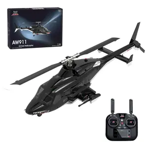 AW-911 1/34 Scale 2.4G 9CH Flybarless RC Helicopter Model with 6G/3D Stunt Mode and GPS Positioning (RTF Version/ Mode 1/Mode 2 Switchable)