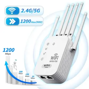 6 Antenna Wi-Fi Extender, Dual Band Router Repeater, Ethernet Port, Quick Setup, Home Outdoor Signal Booster, Covers 10000 Sq Ft