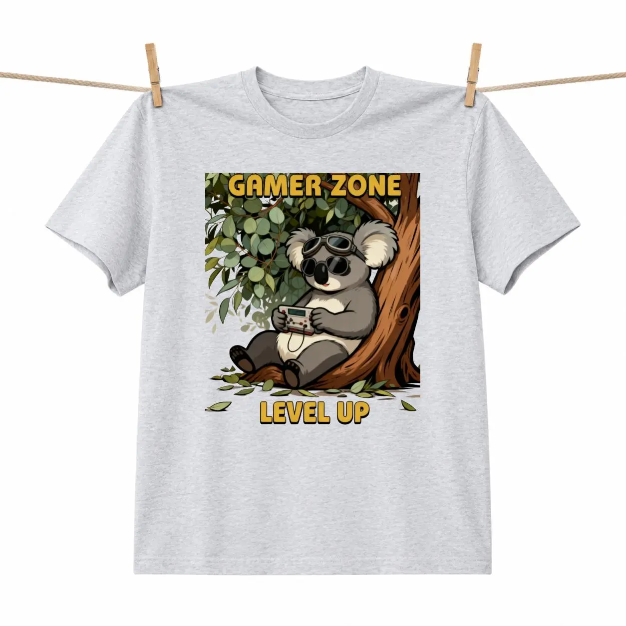 Carpesun Funny Gamer Zone Koala Level Up Graphic Tee Cotton Soft Breathable Unisex Casual Wear Gift Recommendation