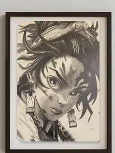 Demon Slayer Fan Art with Detailed Character Design Unique Earring Features Creative Expression Artwork for Anime Fans
