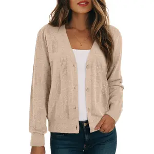 Dokotoo Women's Cashmere Sweaters Cardigans 2026 Fall Long Sleeve Lightweight Button Twisted Cable Knit Sweaters