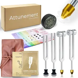 Tuning Forks for Healing Set with 7 Chakras Guide Cards (128Hz, 136.1Hz, 256Hz, 384Hz) – Weighted & Unweighted Premium Tuning Forks for Sound Therapy, Energy Balancing, Meditation & Chakra Healing