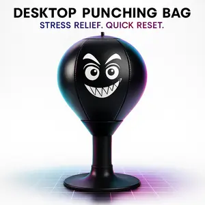 Super-Grip Desktop Punching Bag with Fast-Rebound Carbon-Steel Spring & PU Ball for Stress Relief Office Home Gift Includes Hand Pump Boxing Equipment Boxing Pad