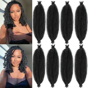 8 Packs Pre-Separated Springy Afro Twist Hair Suitable for Damaged Soft Locs Synthetic Marley Twist Braiding Hair (18 inches)