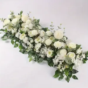 1pc Exquisite Silk Peony & Rose Flower Garland - Beautiful DIY Wedding Arch Background Decor, Artificial Floral Arrangement with Plastic Foliage, Perfect Party Event Supplies for Romantic Backdrop, Wedding Wall Decoration, and Home Decor Decorative Fruit