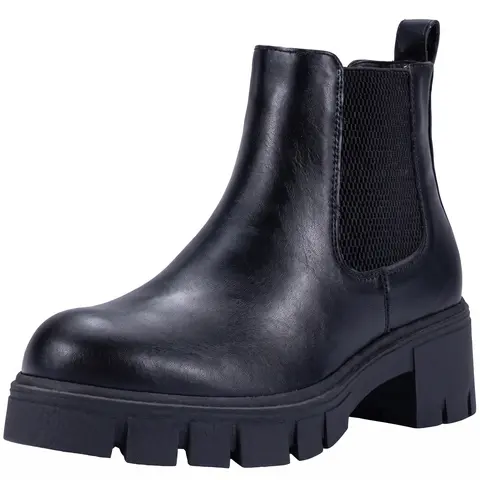 Vepose Women's Chunky Chelsea Boots - Platform Lug Sole Ankle Boots, Slip On Fall Boots for Women, Everyday Street Style Shoes Rubber Footwear for Women