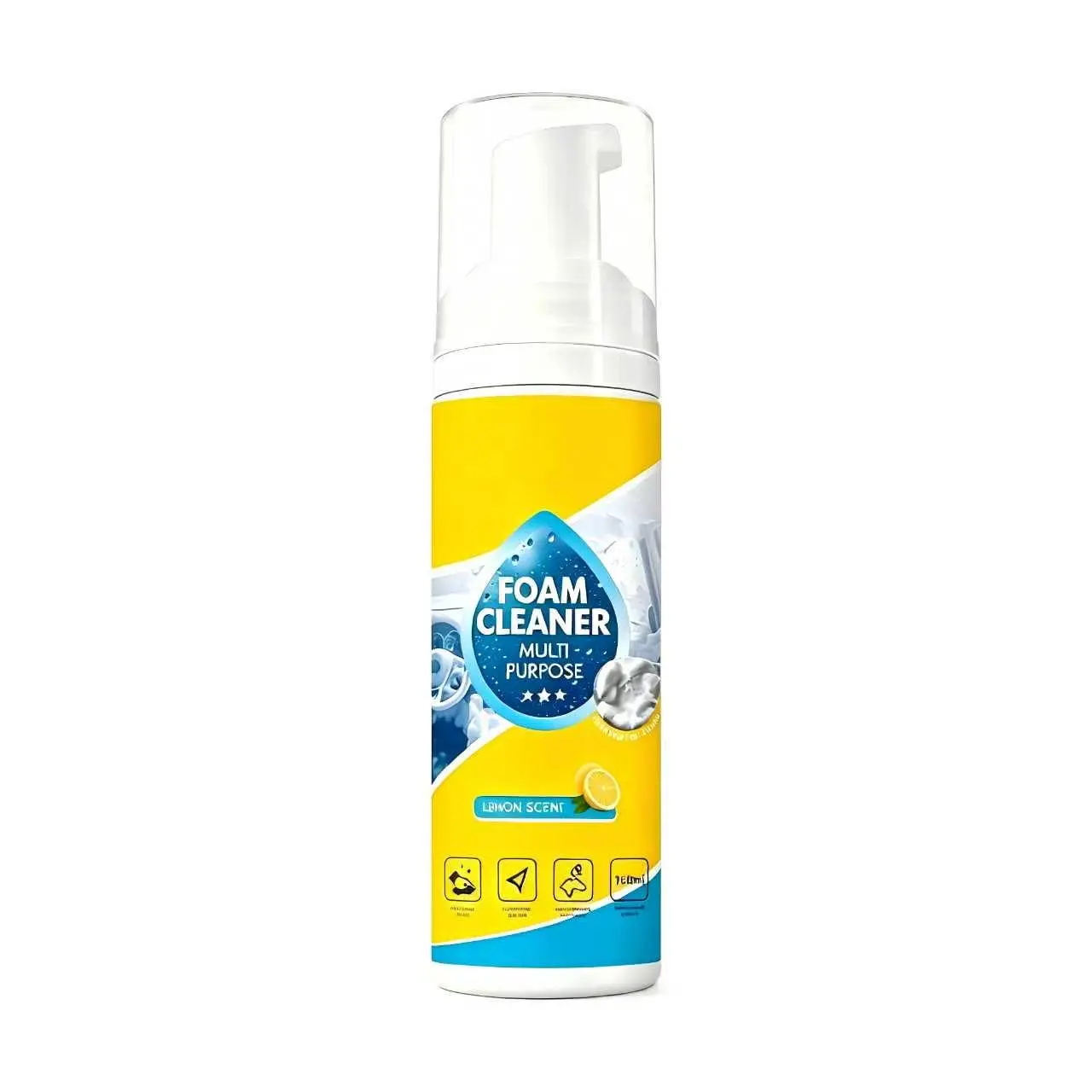 4-in-1 Multi-Enzyme Foam Cleaner with Fragrance, No-Rinse Foam Cleaner with Brush & Cloth, Household All-Purpose Deep Cleaning Spray for Car Interior, Kitchen Grease