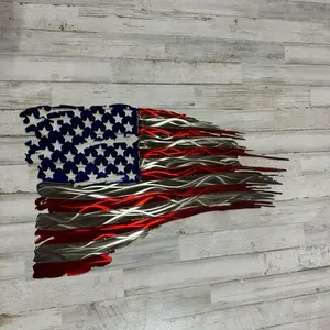 Tattered American Flag Metal Wall Art – 14 Gauge Steel