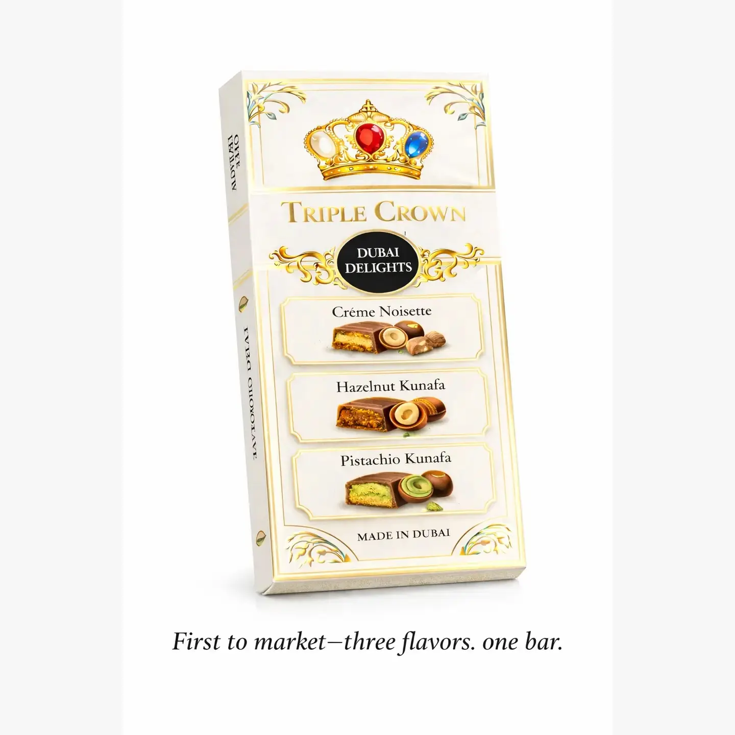EXCLUSIVE Dubai Delights 200g Triple Crown Bar, 3 Flavors in 1