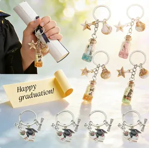2026 Graduation Glass Bottles Mini Note Key Chain with Cork Stoppers for DIY Decoration and Grad Party Favors,Perfect Gifts for Graduates, Students, Teacher,Women,Girl,Boy