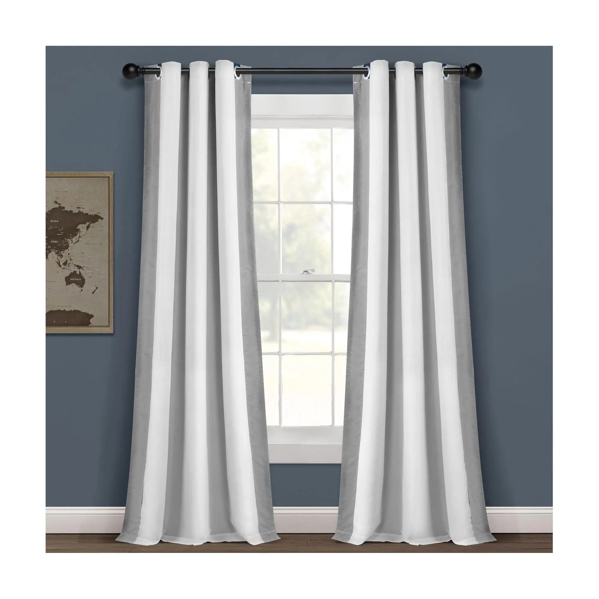 Block Border Window Curtain Panel 40" x 84" byLush Decor