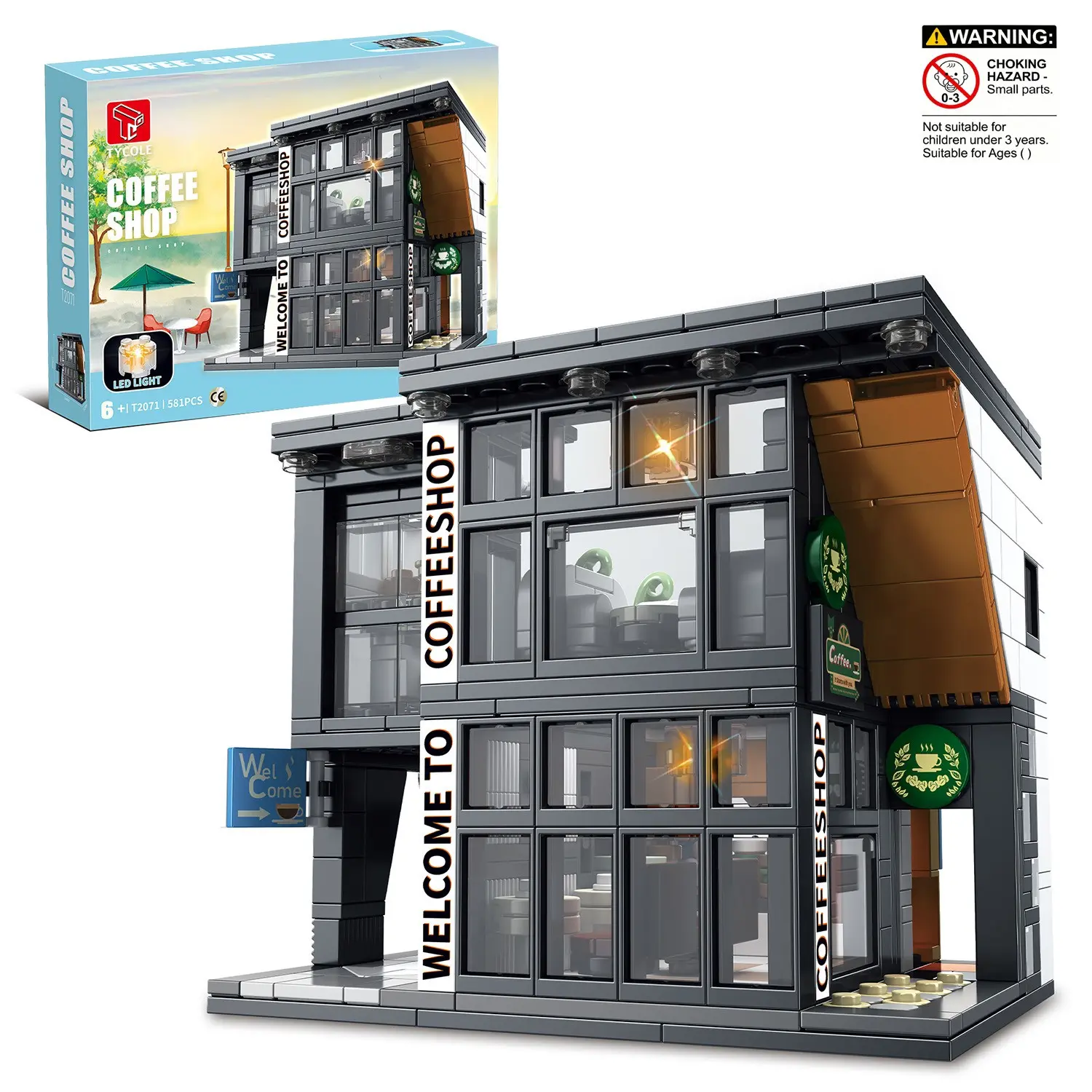 Coffee Shop Building Blocks Toy, Creative 3D Desktop Ornament, DIY Assembly Toy for Teenager & Adults, Birthday Gift