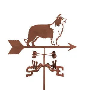 212 MAIN Large Size Steel Laser-Cut Outdoor Border Collie Dog Weathervane with Garden Mount