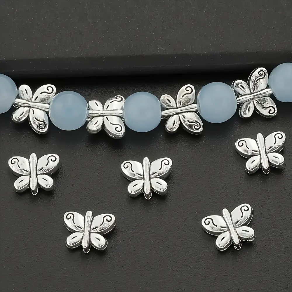 67/137pcs Of Ancient Silvery Alloy Butterfly Beaded Spacer Beads, Suitable for DIY Jewelry Making, Earrings, Bracelets, Necklaces, Keychains, Accessories, Craft Goods, Ideal Gifts for Friends And Family, Beads Making