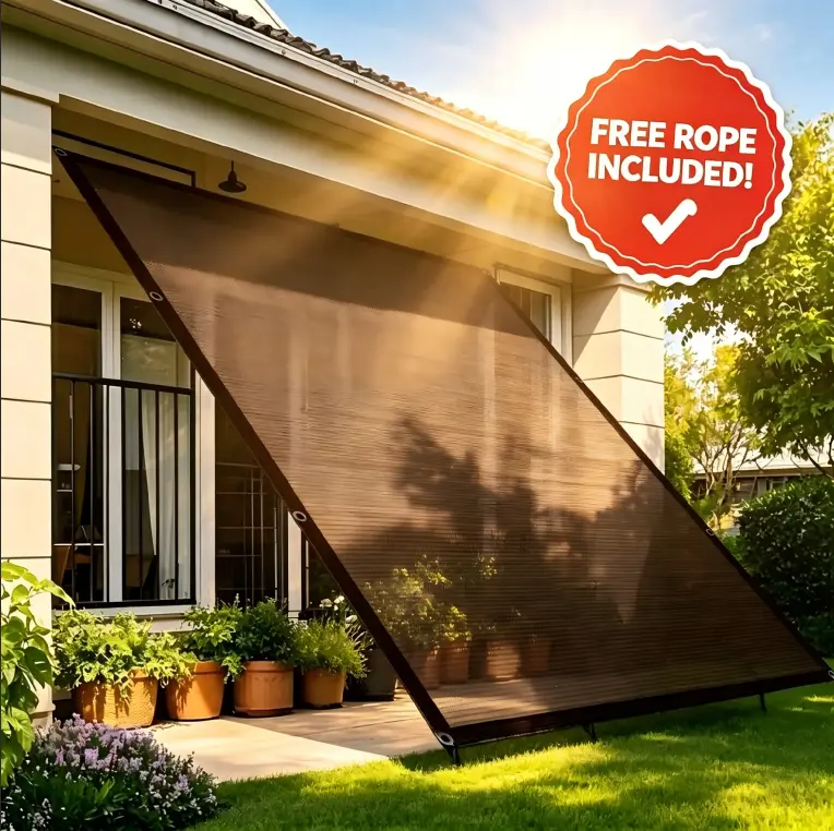 90% Shade Cloth Heavy-Duty Sunblock Net - 10x13FT High-Density Mesh, Grommets, Free Ropes, Quick Setup, Rope Secured, UV Prevention, Fade Resistant Canopies & Shade for Outdoor Patio Garden