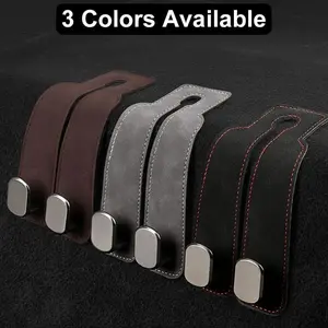 Universal Leather Car Seat Headrest Hook Double Storage Hanger for Car Interior Organization - 2 Pack 360° Rotatable Hooks for Purses Bags & More - Easy Install No Tools Needed